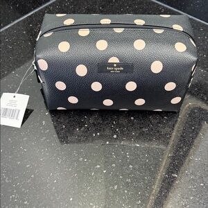 NWT Kate Spade Black Cosmetic Bag with dots